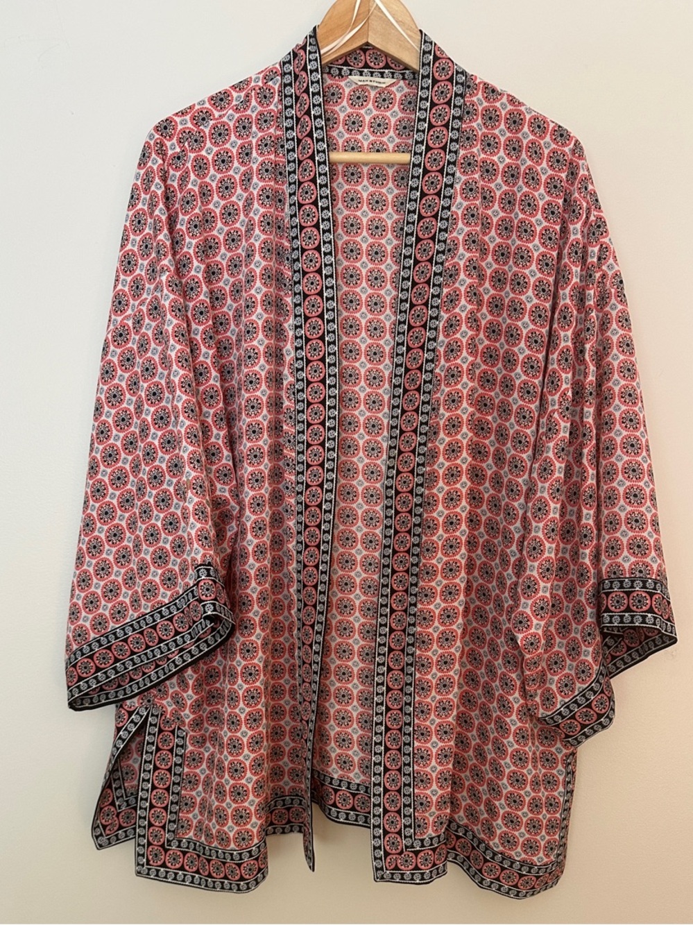 Max Studio Open-front lightweight duster cardigan with wide kimono sleeves